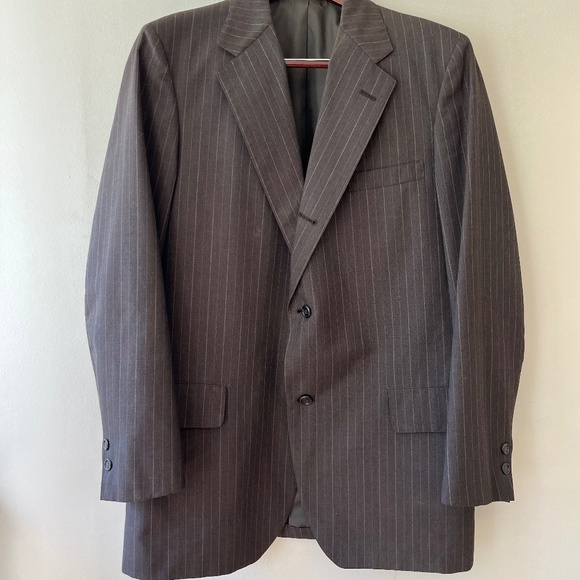 Brooks Brothers Sz 44 Reg. Brown Blazer Mens Striped 2 Button Vented - Picture 1 of 12